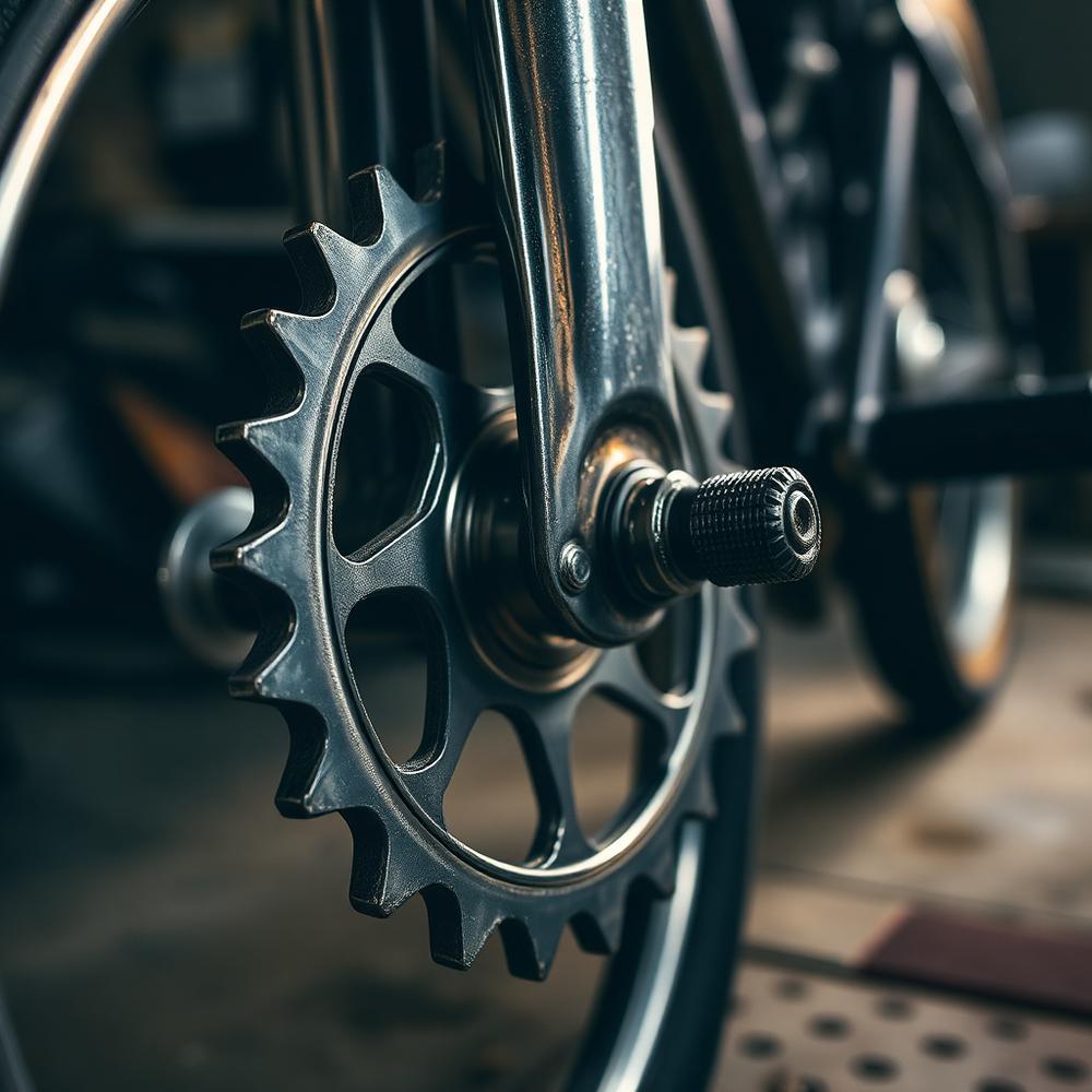 Chrome chopper bicycle crank detail